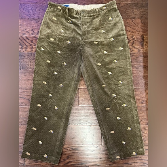 Polo Ralph Lauren Other - Polo Ralph Lauren Mens Corduroy Pants 40/30 Brown Fly Fishing embroidery